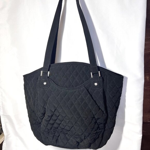 Vera Bradley Glenna Tote/Shoulder Purse-NWT-Black, Red Roses, Green-Quilted- - Picture 5 of 14